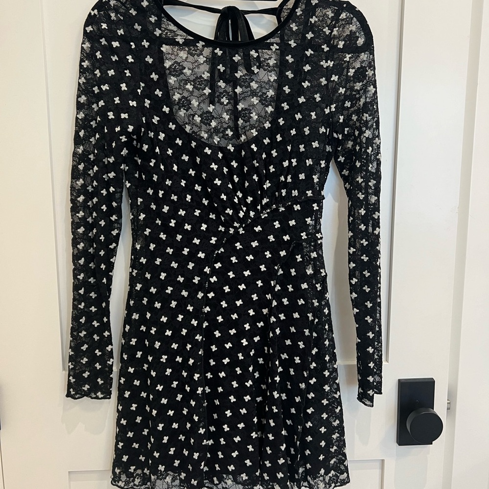 Free People black and white, open back, mini dress